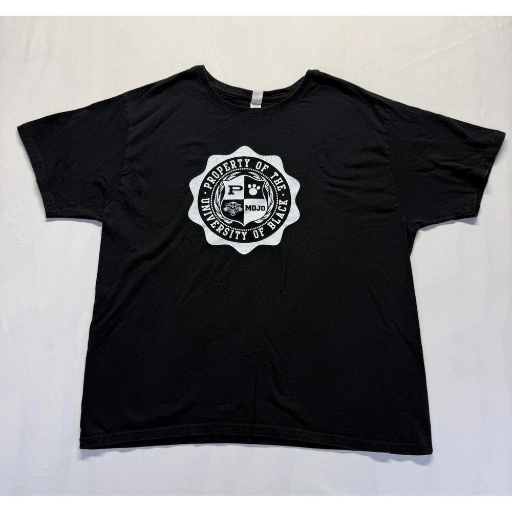 Hanes T Shirt Mens Large Black Graphic Property of the University of Black Mojo